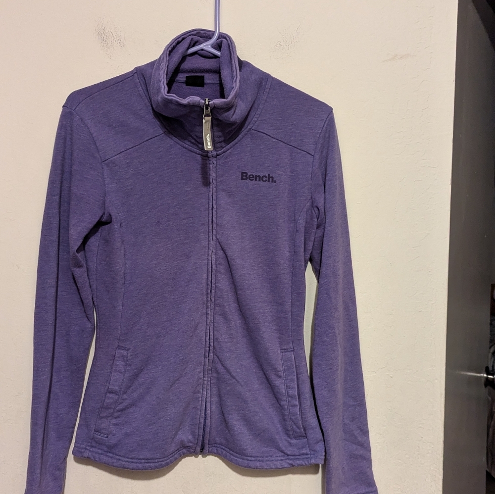 Bench Purple Zip-Up sweater with pockets size small